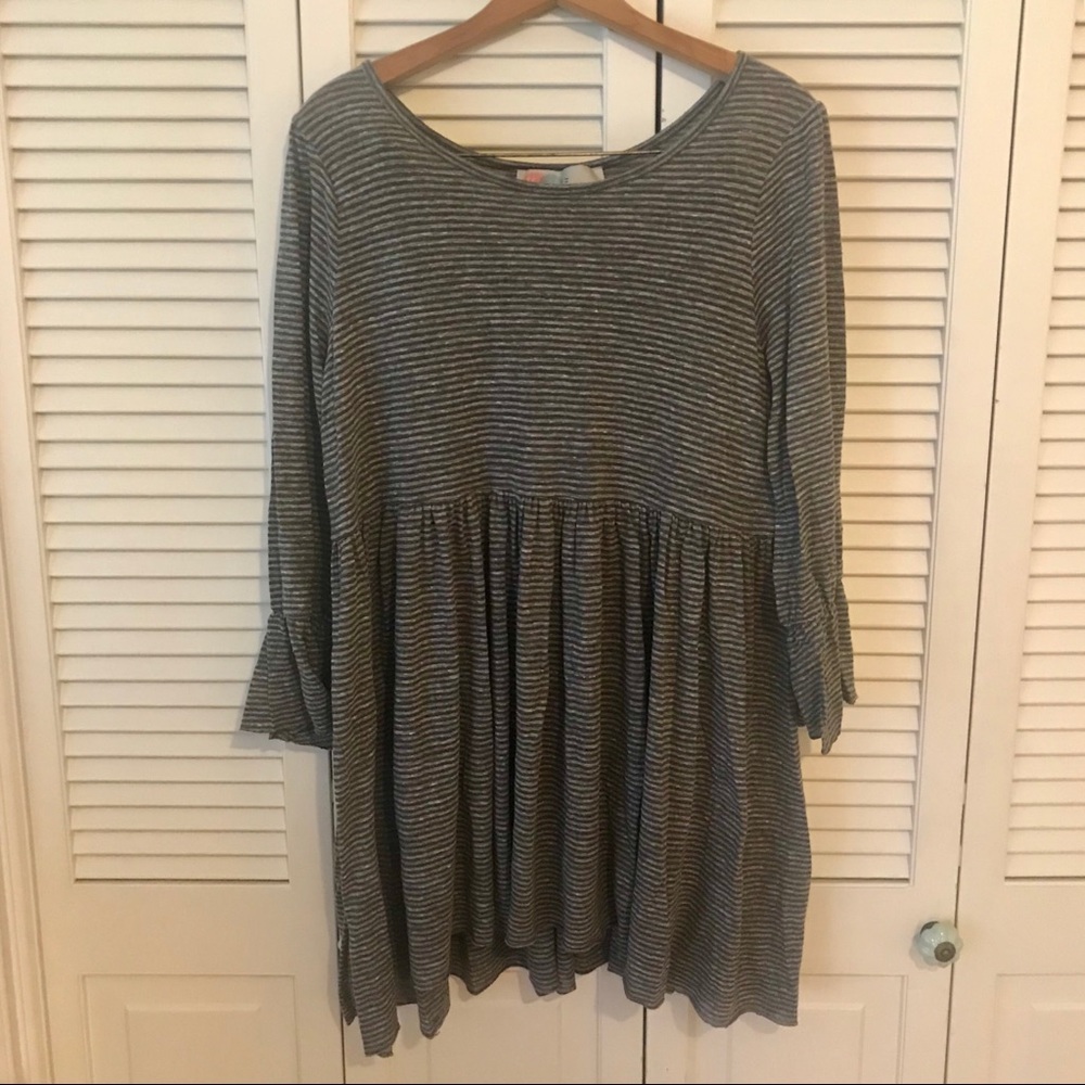 Free People Beach Striped Bell Sleeve Mini Dress